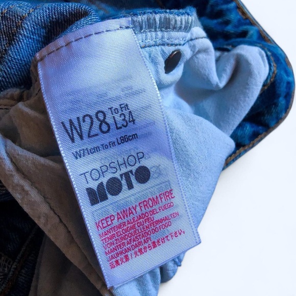Topshop MOTO Blue Denim High Waisted Rise Straight Mom Jeans - Picture 7 of 8
